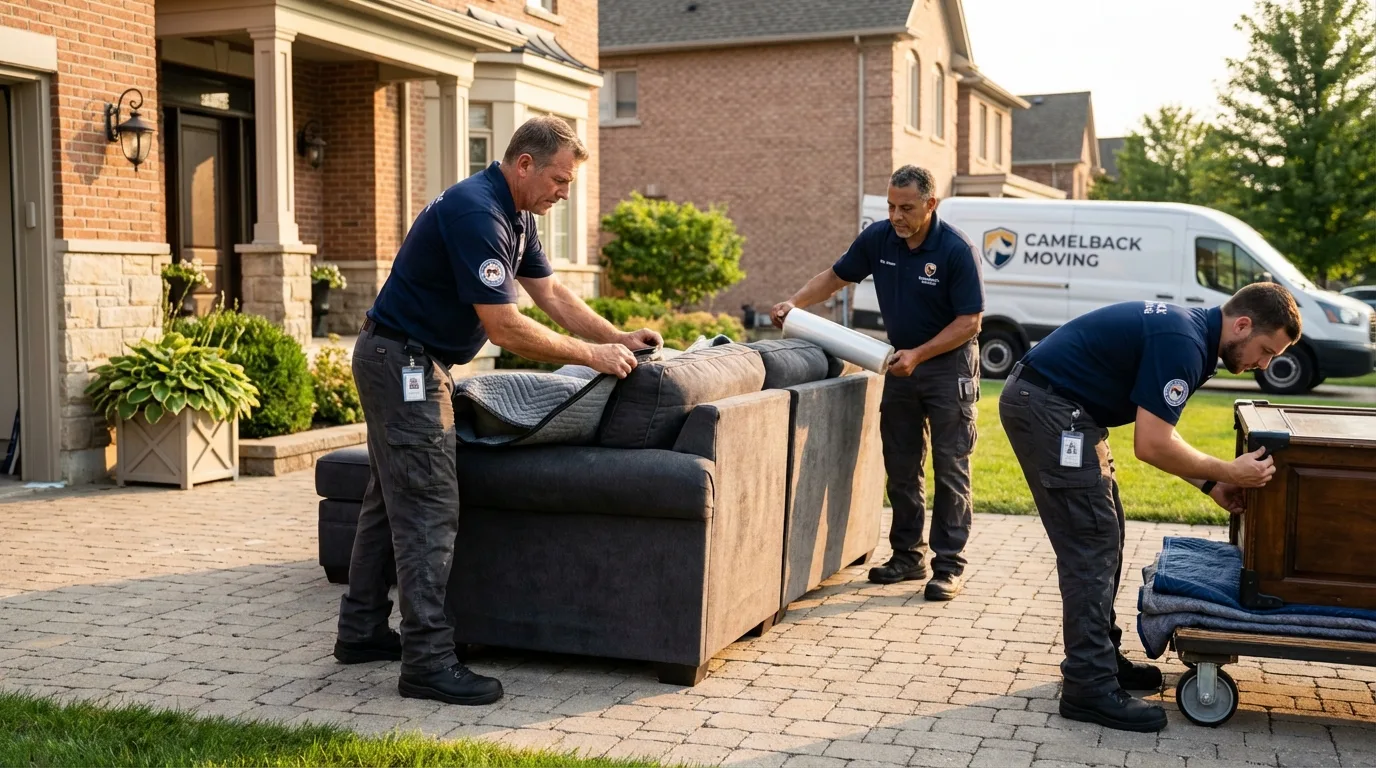 Large estate moving crew wrapping furniture in Lakewood, CA